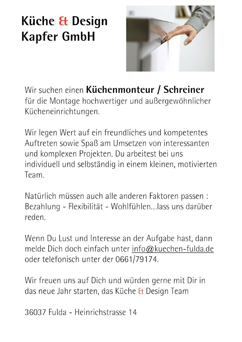 Küchenmonteur / Schreiner (m/w/d)