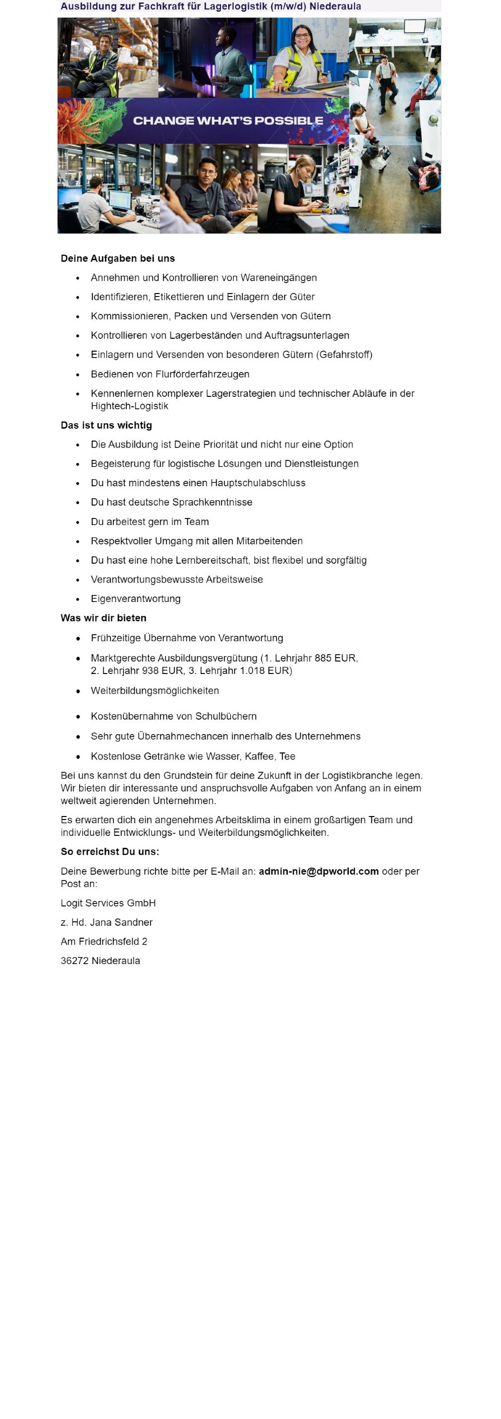 Ausbildung zur Fachkraft für Lagerlogistik (m/w/d) 