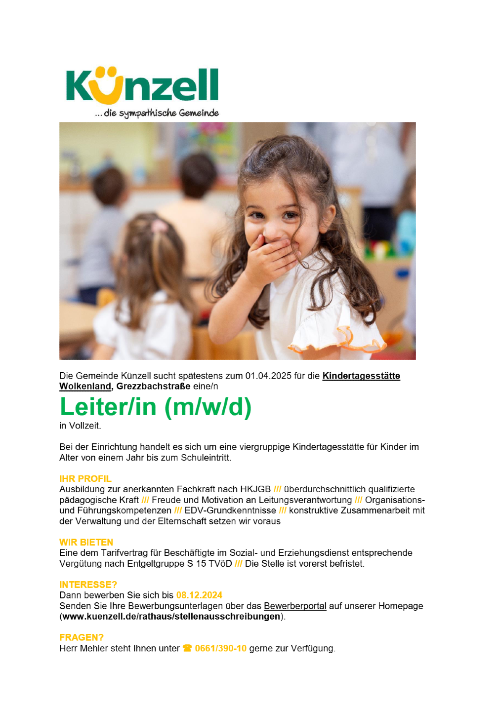 Leiter/in (m/w/d) Kindertagesstätte