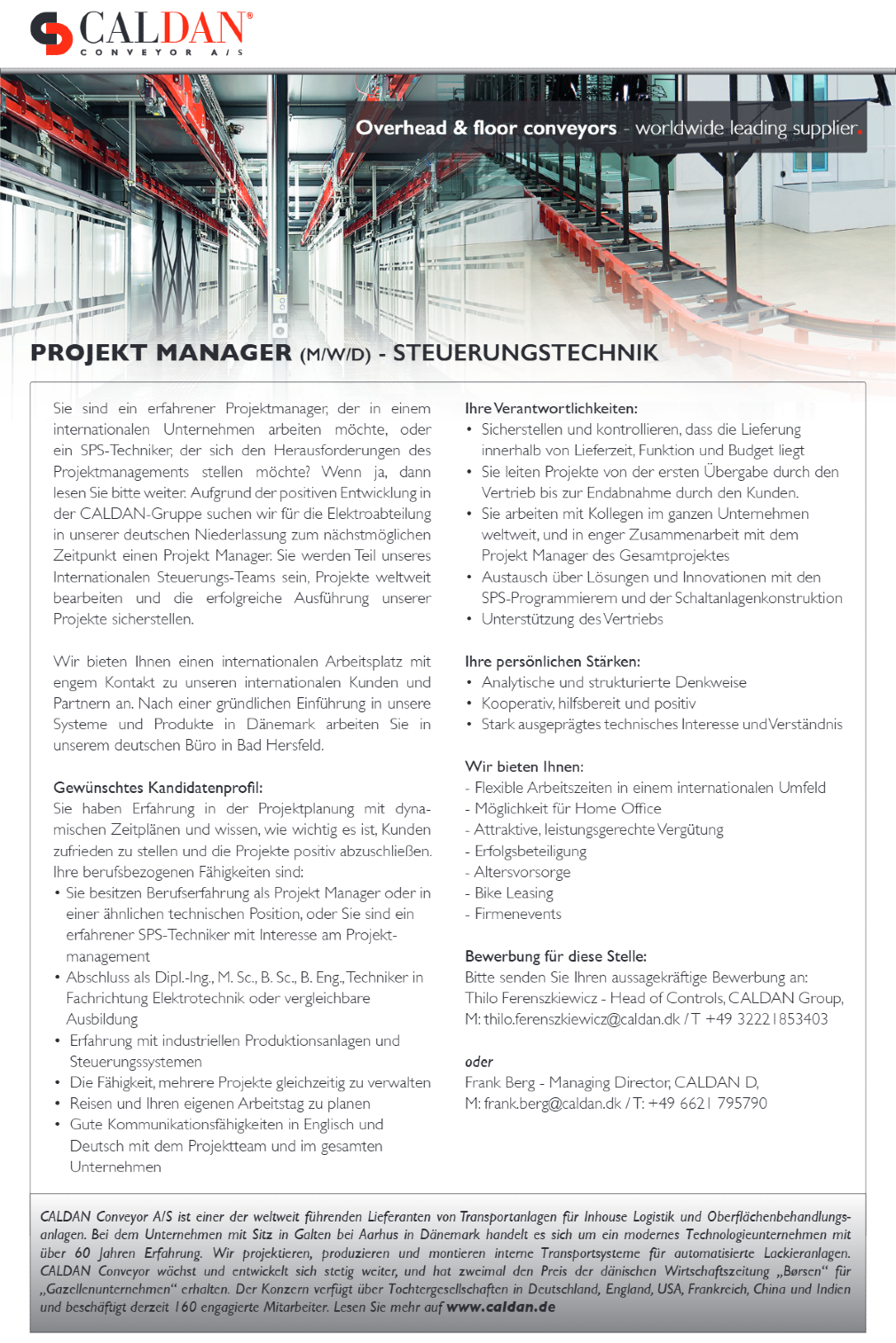 Projektmanager (m/w/d) Steuerungstechnik 