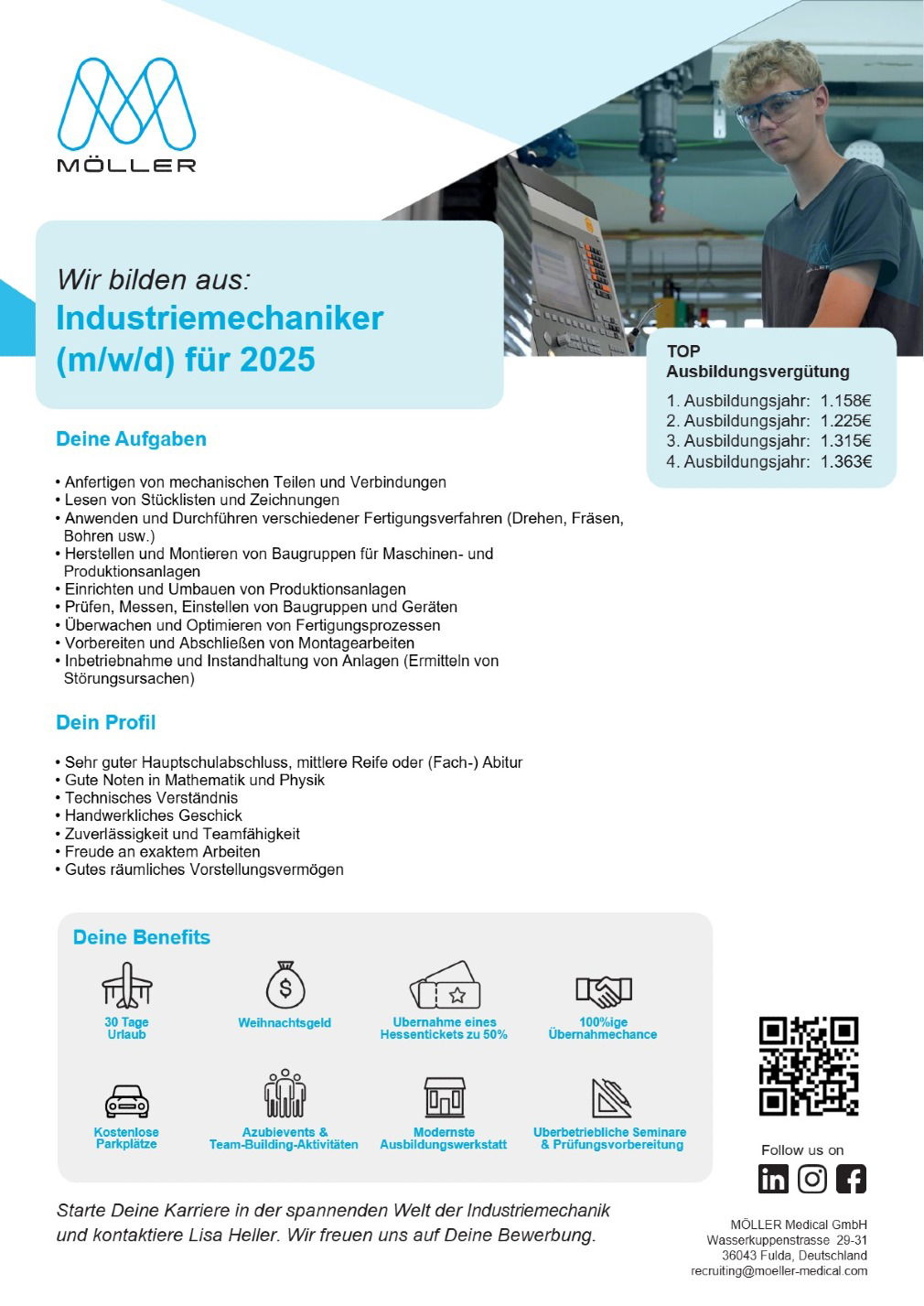 Auszubildender Industriemechaniker (m/w/d)