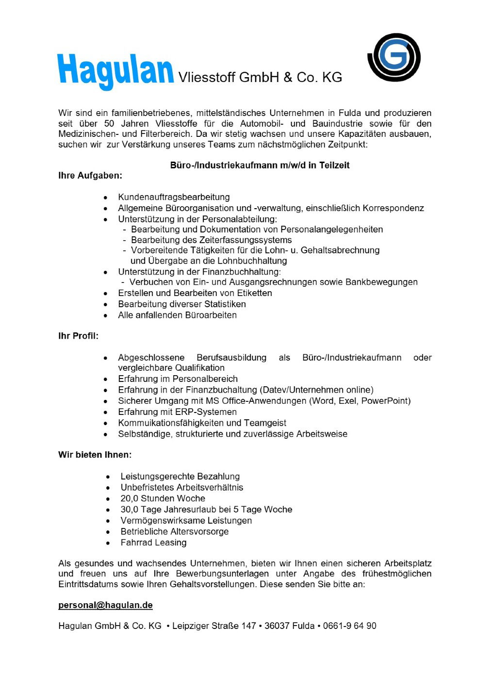 Büro- oder Industriekaufmann (m/w/d) 