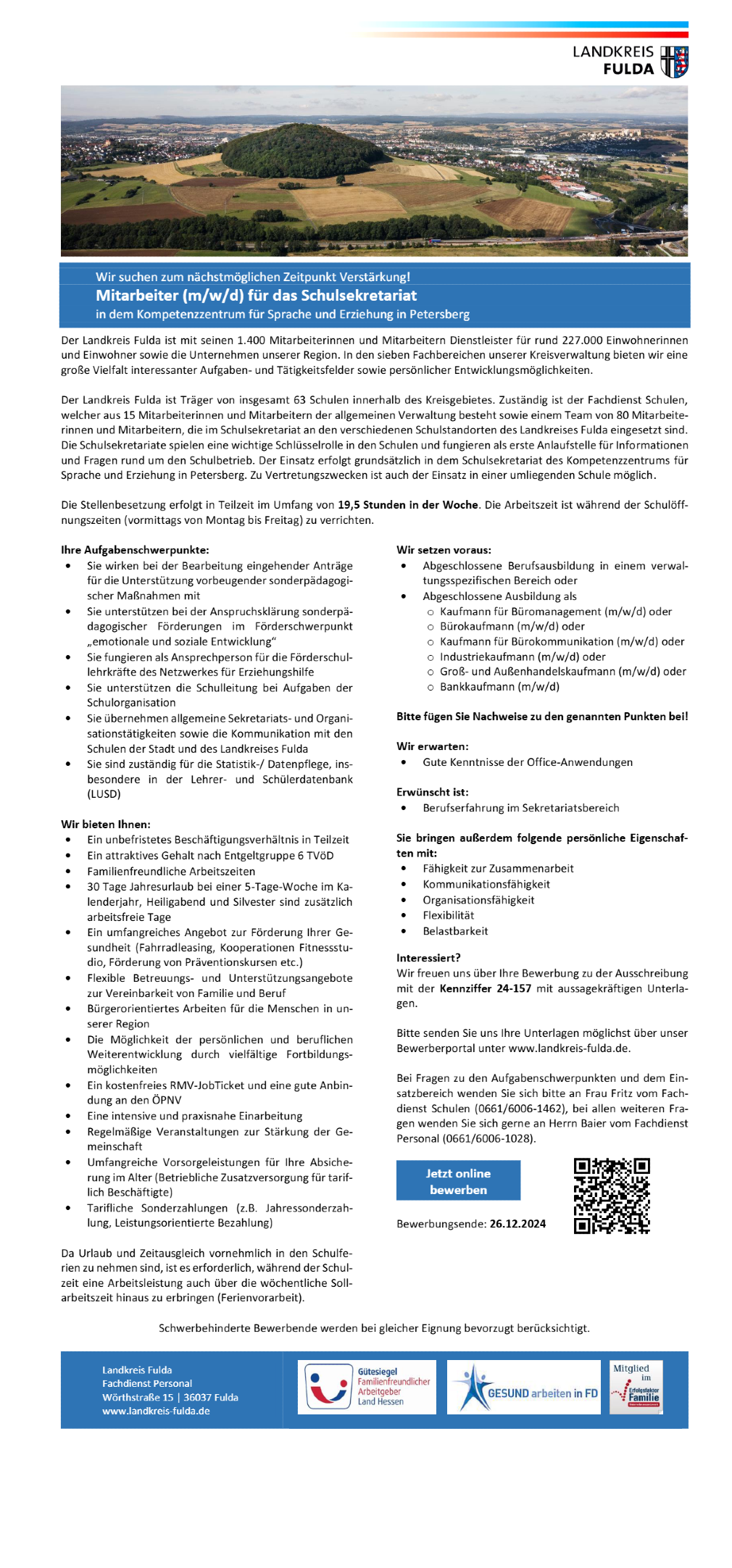 Mitarbeiter (m/w/d) für das Schulsekretariat