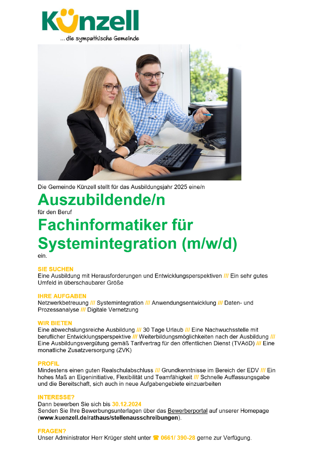 Auszubildende/n Fachinformatiker für Systemintegration (m/w/d)