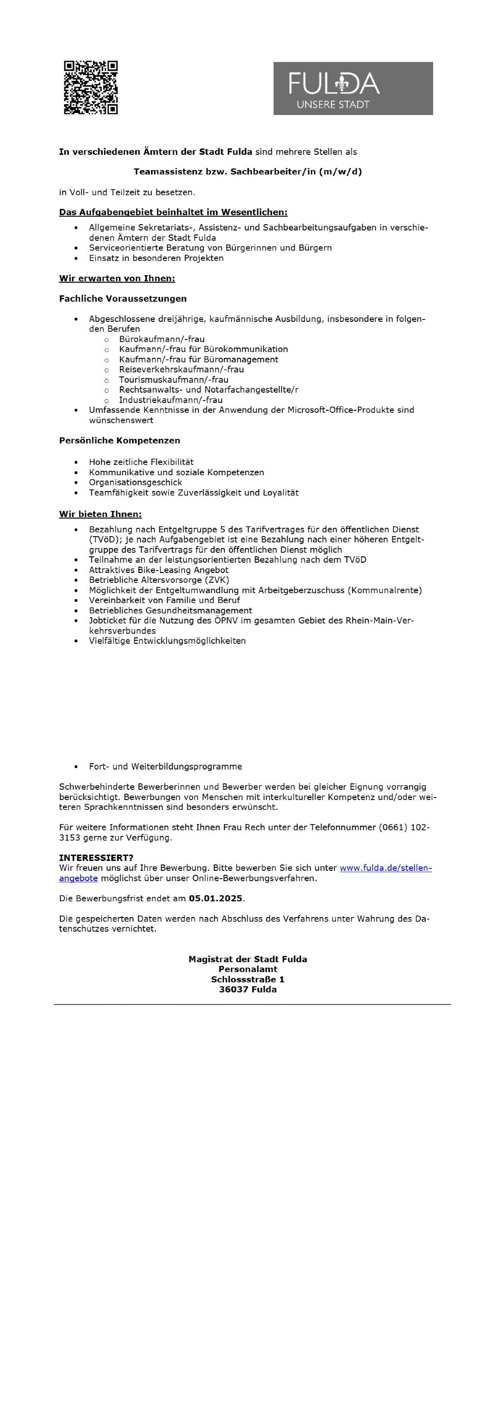 Teamassistenz bzw. Sachbearbeiter/in (m/w/d)