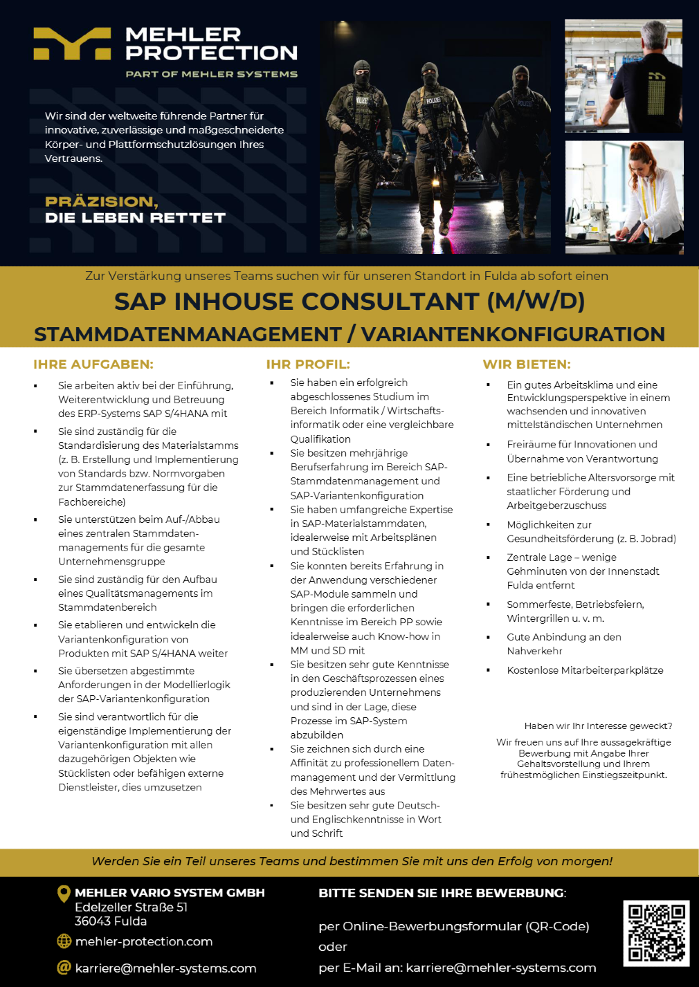 SAP Inhouse Consultant (m/w/d) Stammdatenmanagement / Variantenkonfiguration