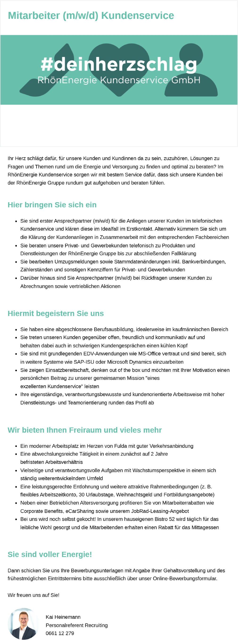 Mitarbeiter (m/w/d) Kundenservice