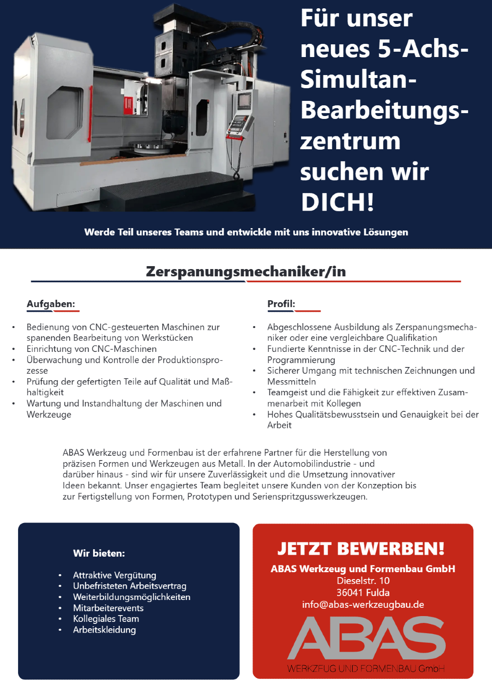 Zerspanungsmechaniker/in (m/w/d)