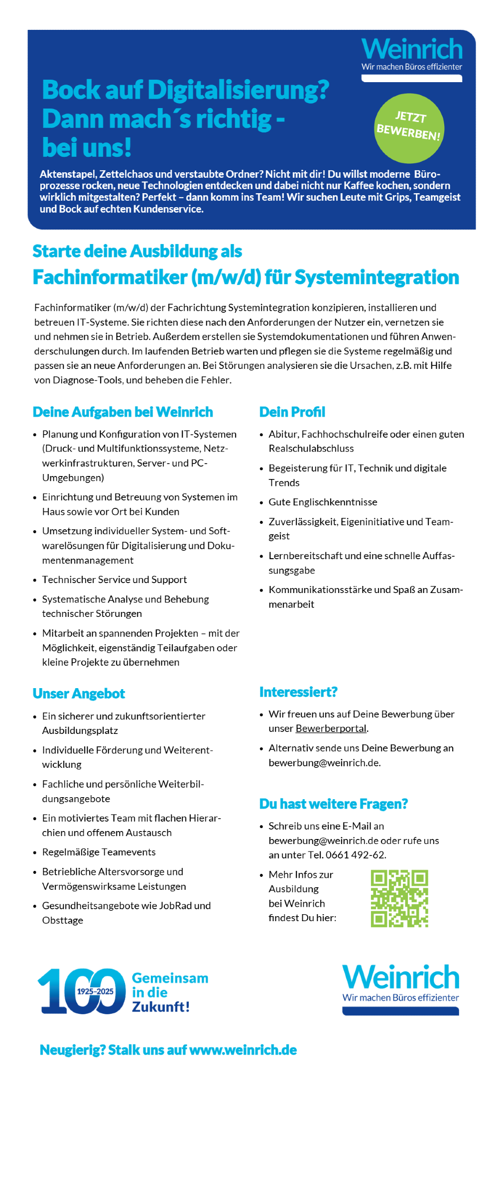 Ausbildung als Fachinformatiker (m/w/d) für Systemintegration