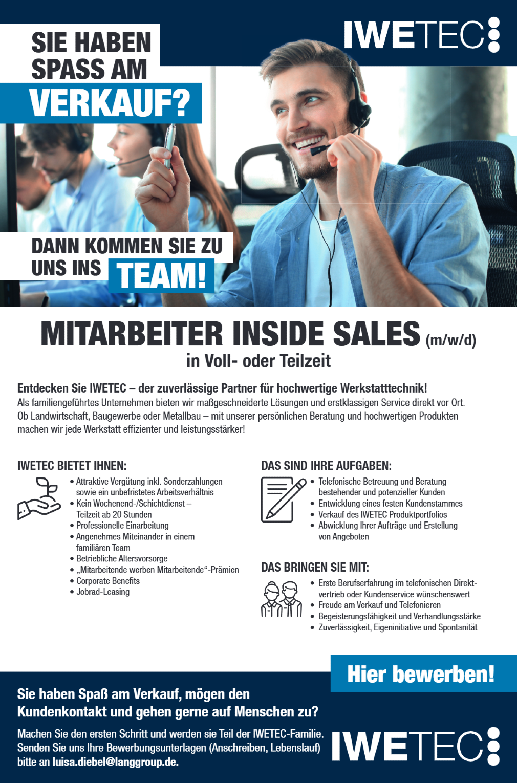 Mitarbeiter Inside Sales (m/w/d)