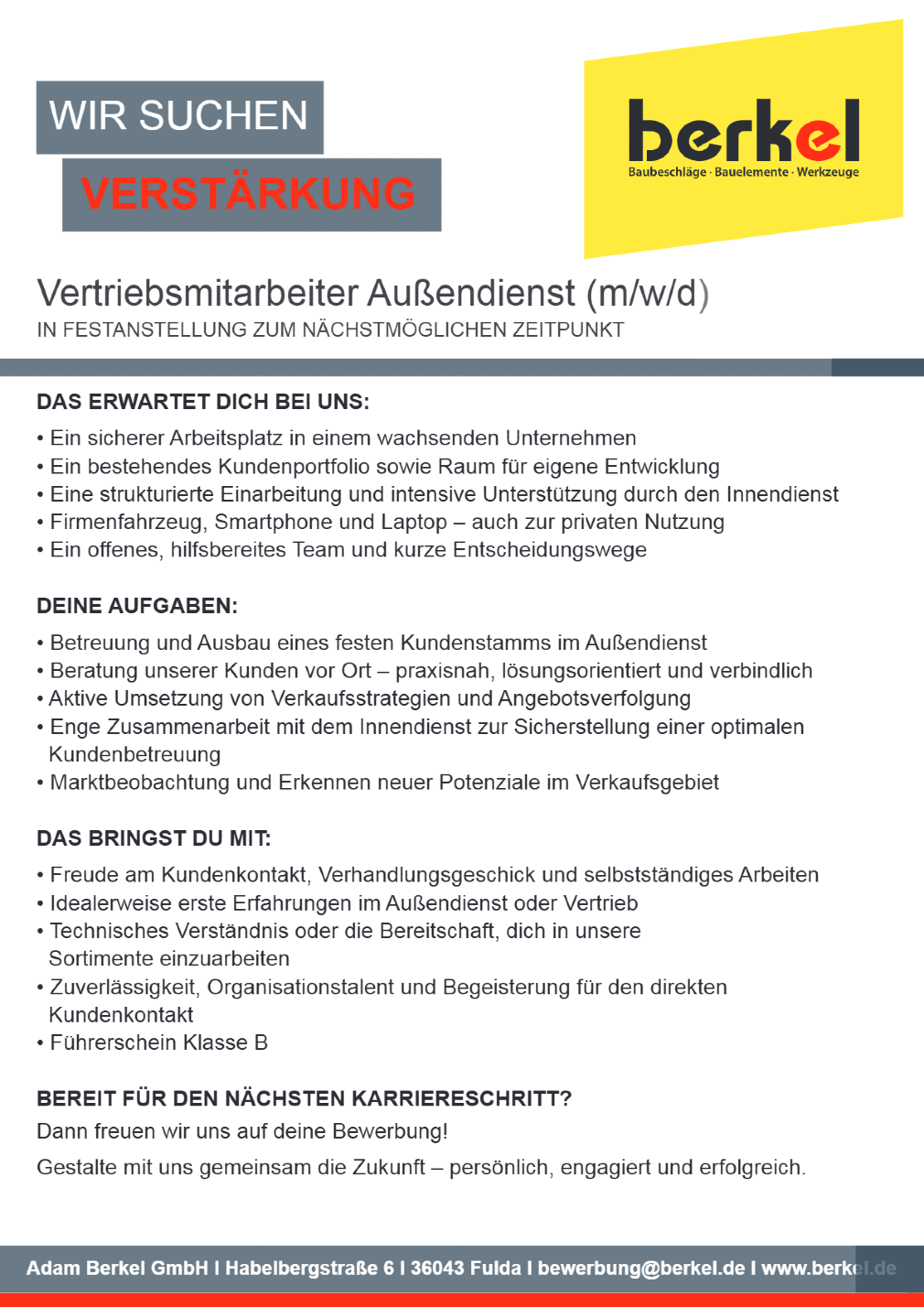 Vertriebsmitarbeiter Außendienst (m/w/d)