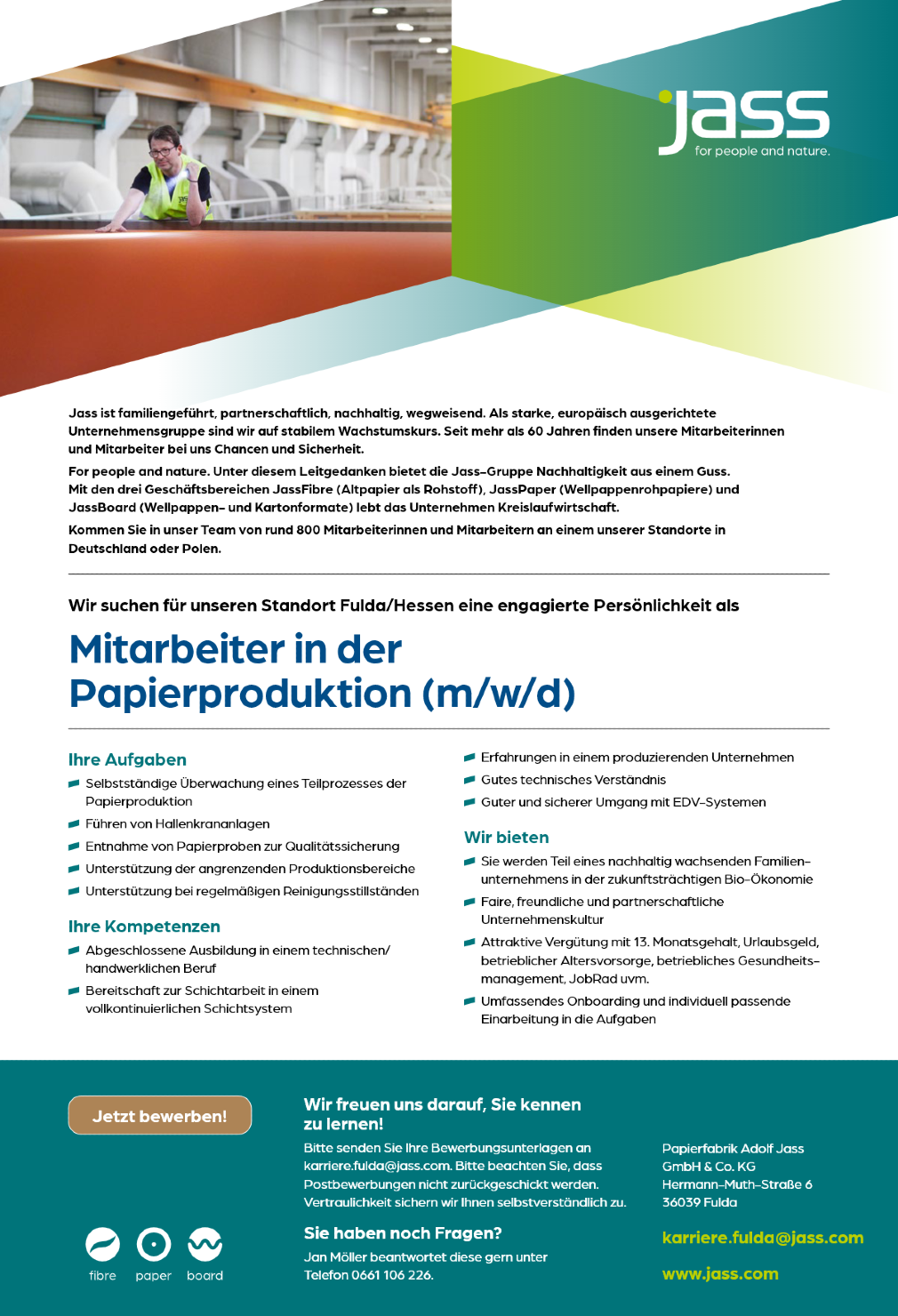 Mitarbeiter in der Papierproduktion (m/w/d)