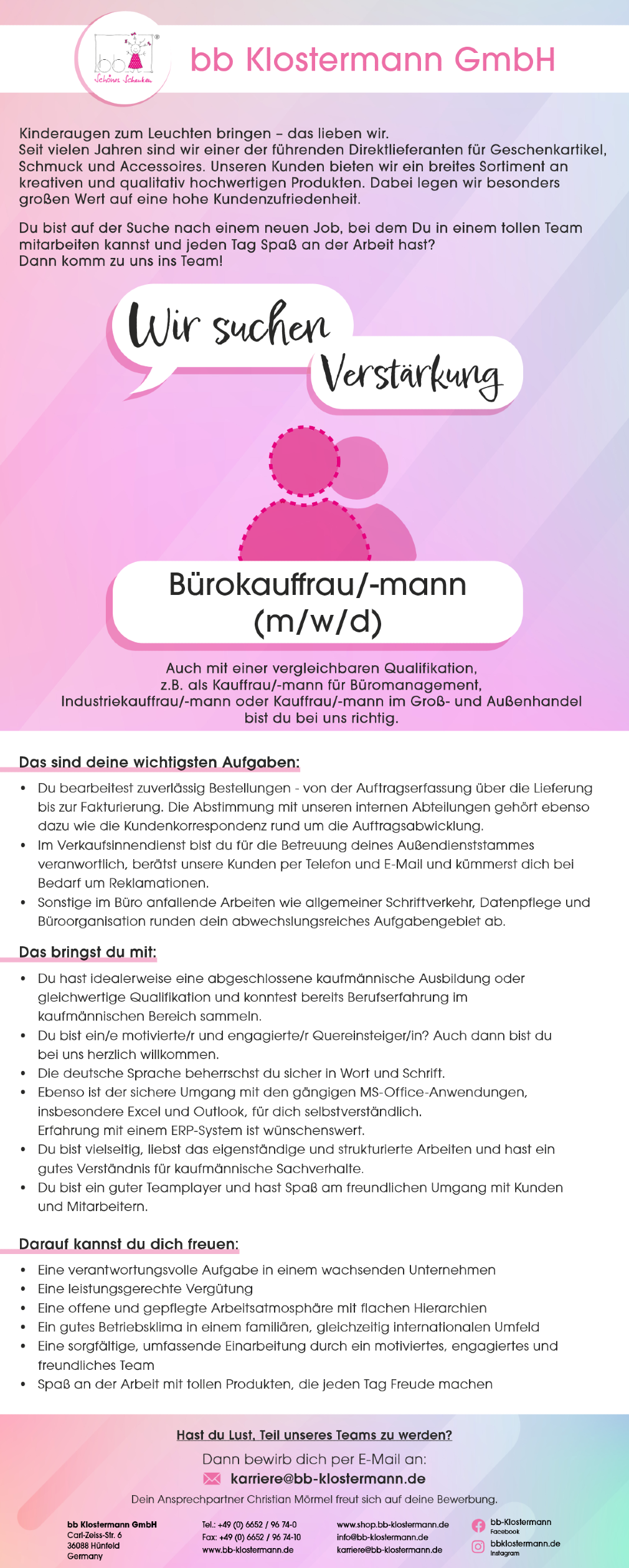 Bürokauffrau/-mann (m/w/d)