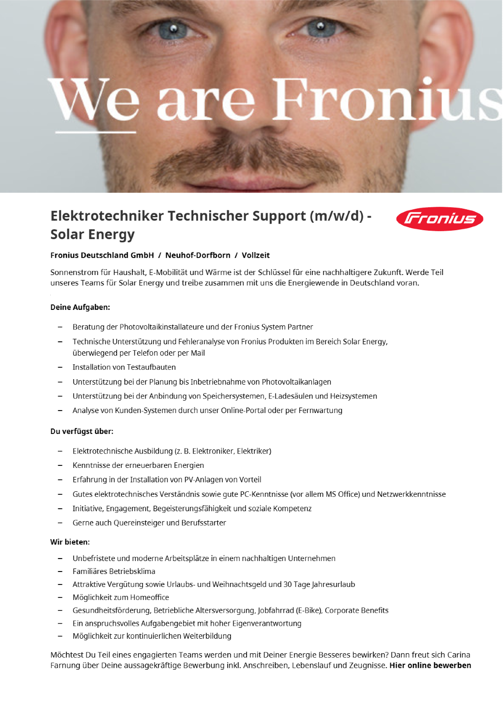 Elektrotechniker Technischer Support (m/w/d) - Solar Energy