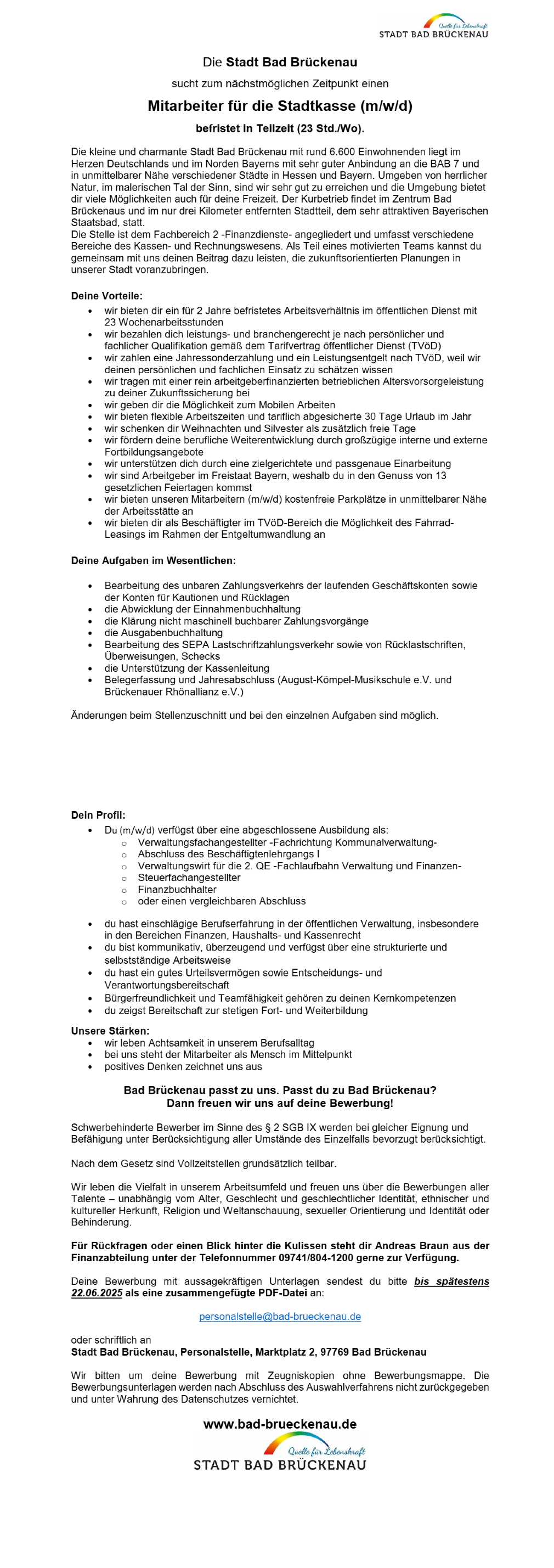Mitarbeiter für die Stadtkasse (m/w/d)