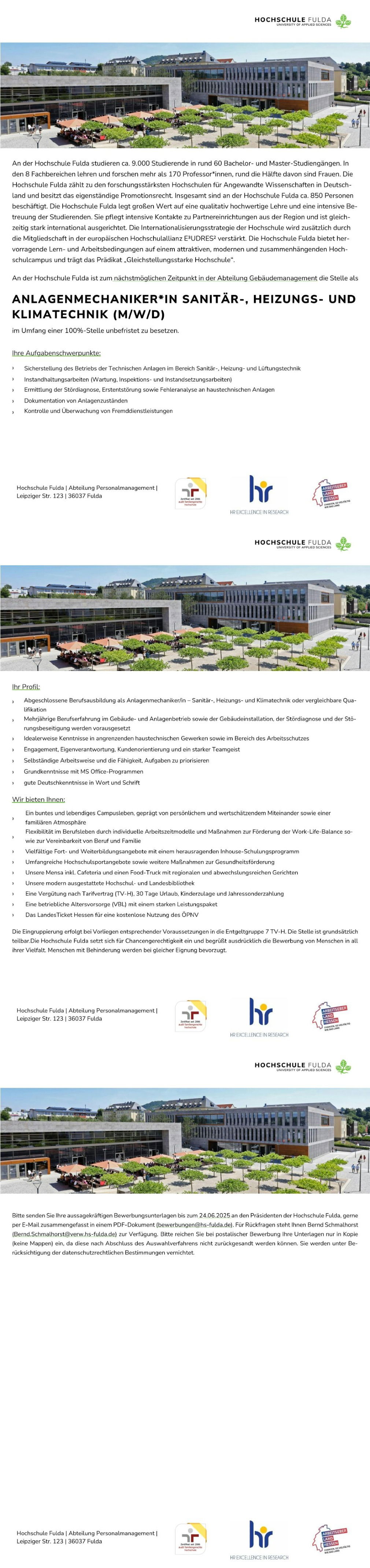 Anlagenmechaniker*in Sanitär-, Heizungs- und Klimatechnik (m/w/d)