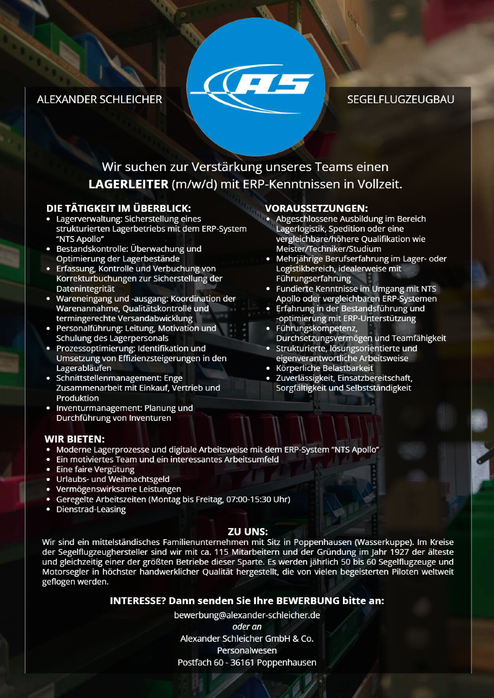 Lagerleiter (m/w/d) mit ERP-Kenntnissen