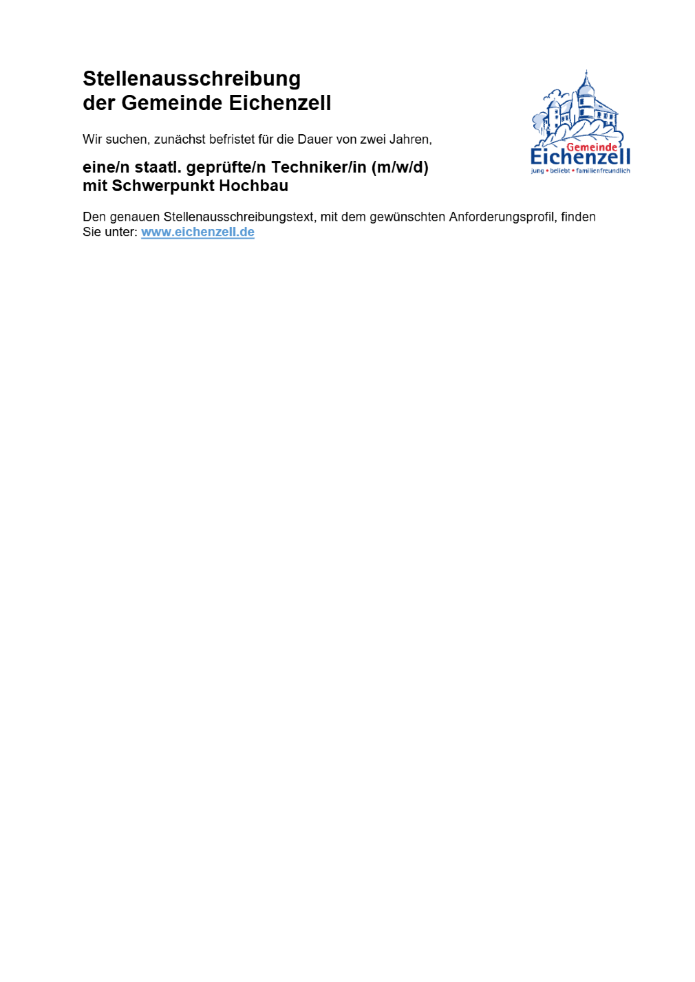 Staatl. geprüfte/n Techniker/in (m/w/d) mit Schwerpunkt Hochbau