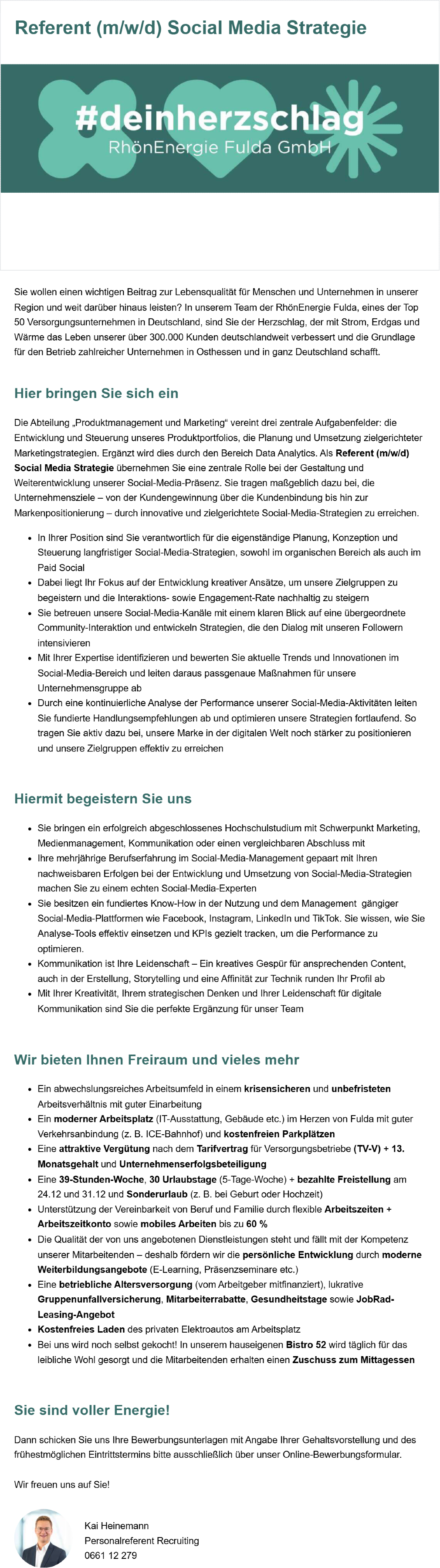 Referent (m/w/d) Social Media Strategie