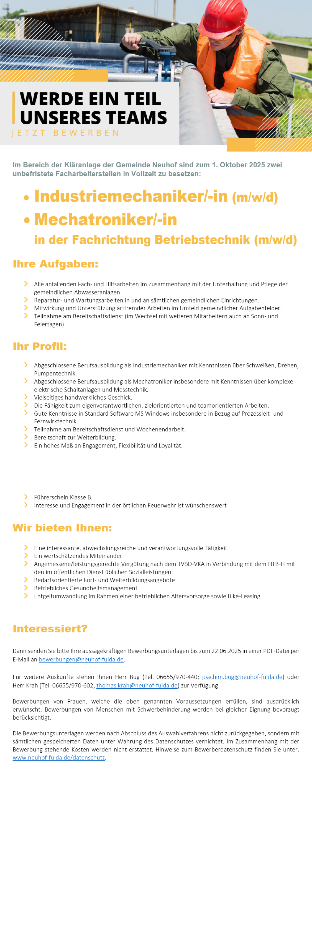 Industriemechaniker/-in (m/w/d)