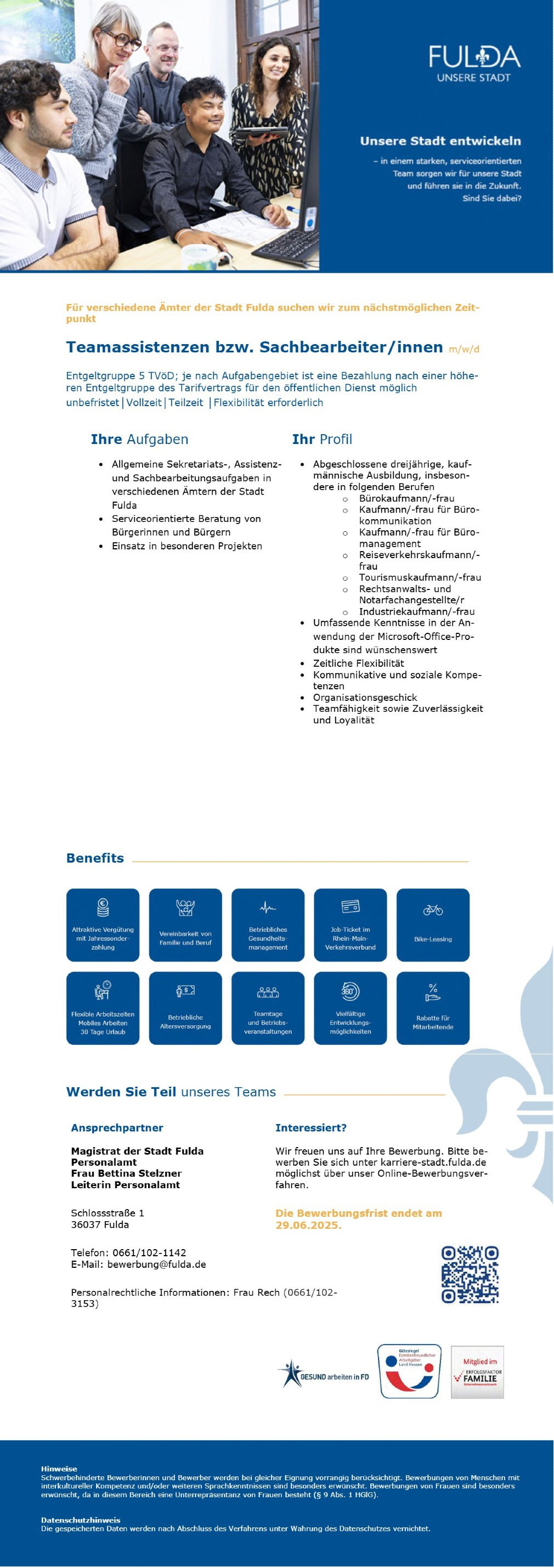 Teamassistenzen bzw. Sachbearbeiter/innen (m/w/d)