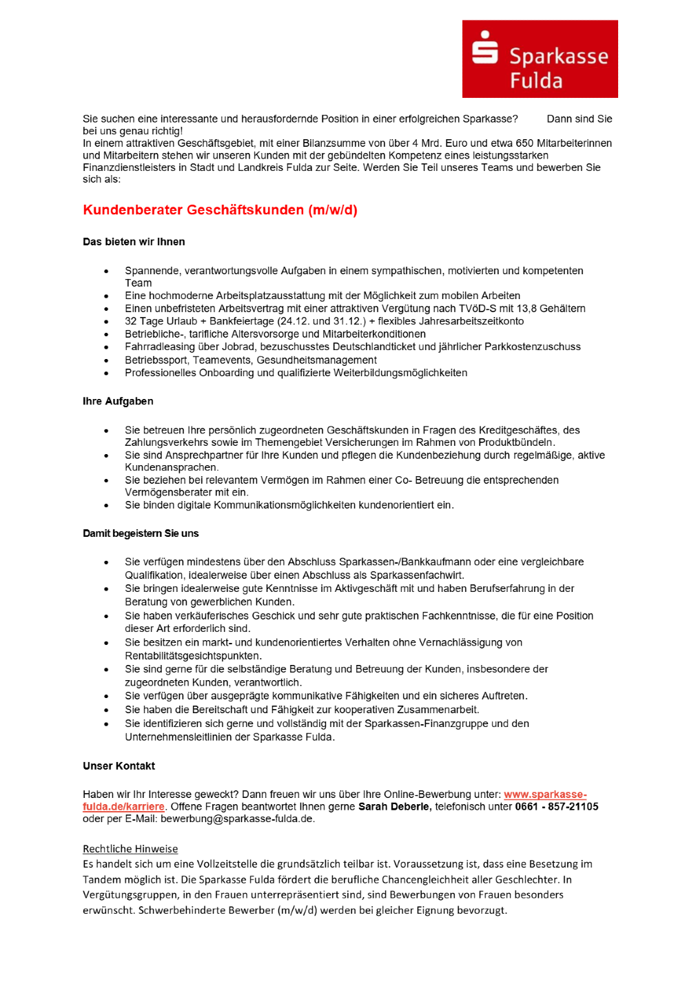 Kundenberater Geschäftskunden (m/w/d)