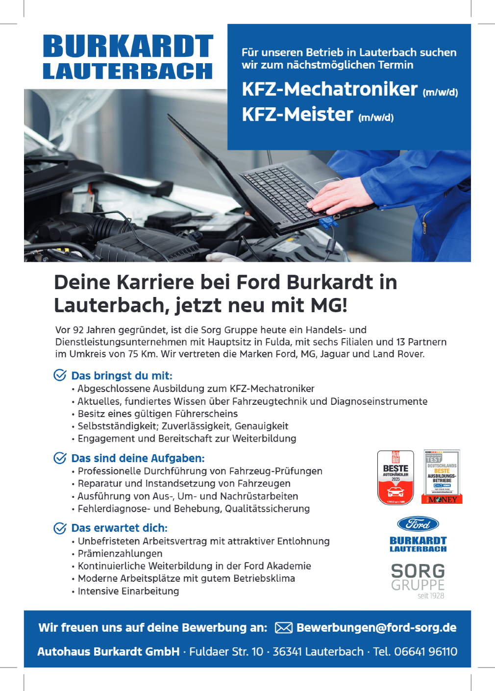 KFZ-Mechatroniker (m/w/d) oder KFZ-Meister (m/w/d)