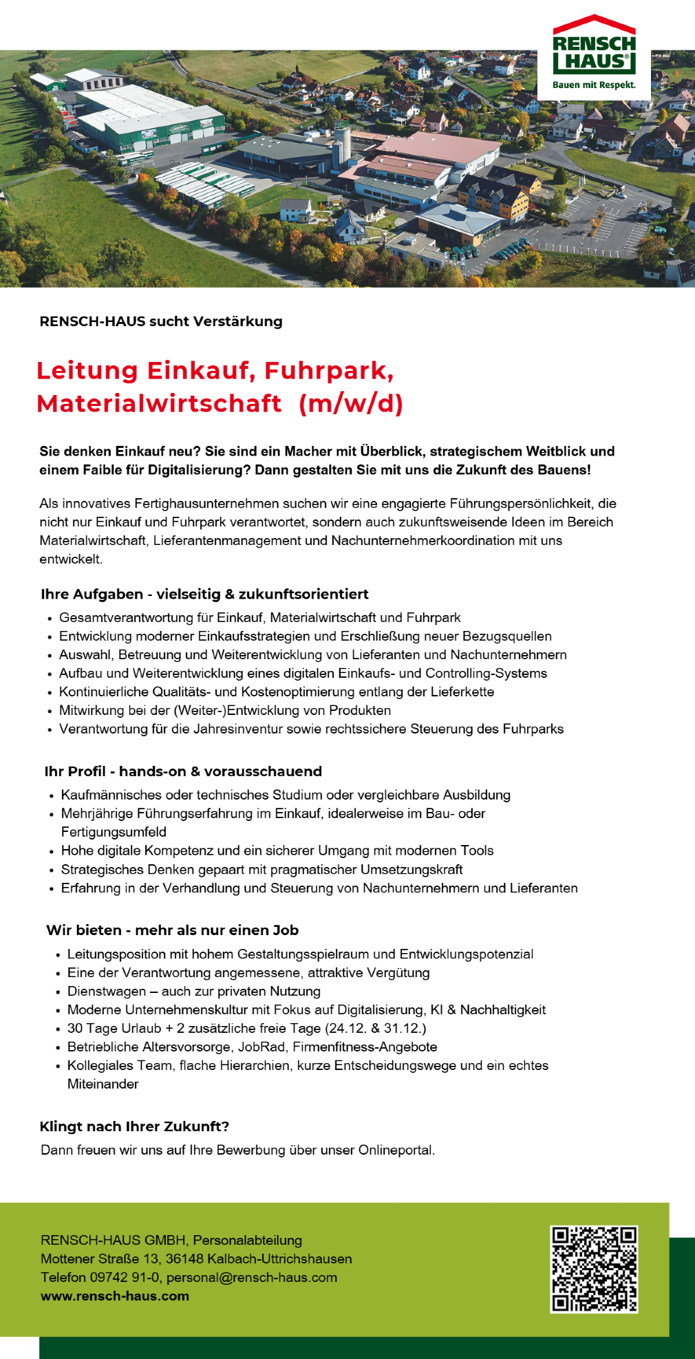Leitung Einkauf, Fuhrpark, Materialwirtschaft (m/w/d)