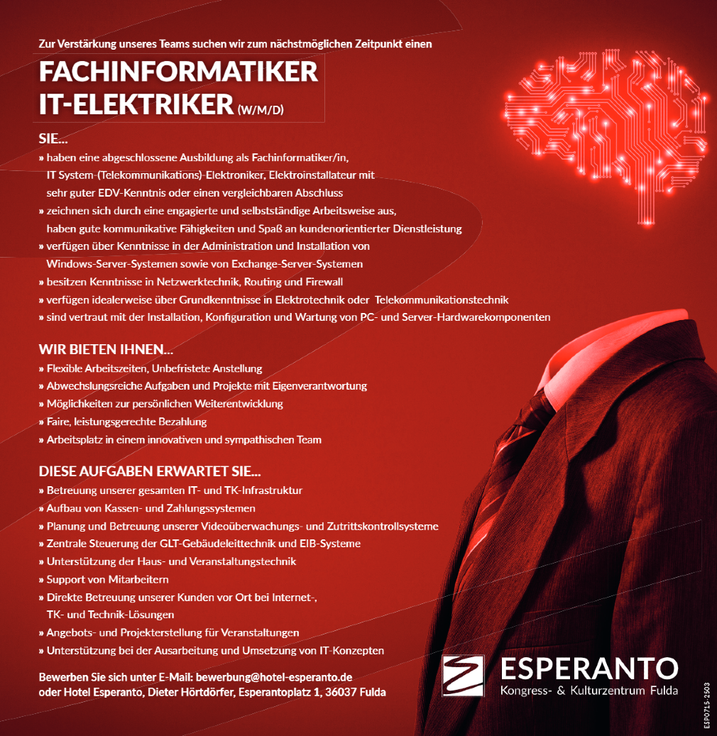 Fachinformatiker / IT-Elektroniker (m/w/d)