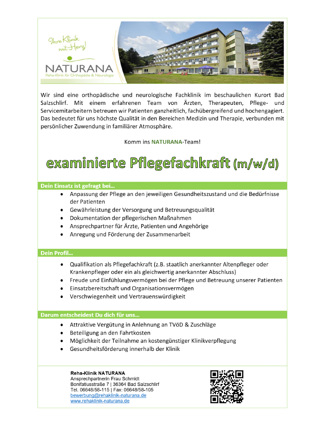 Examinierte Pflegefachkraft (m/w/d)