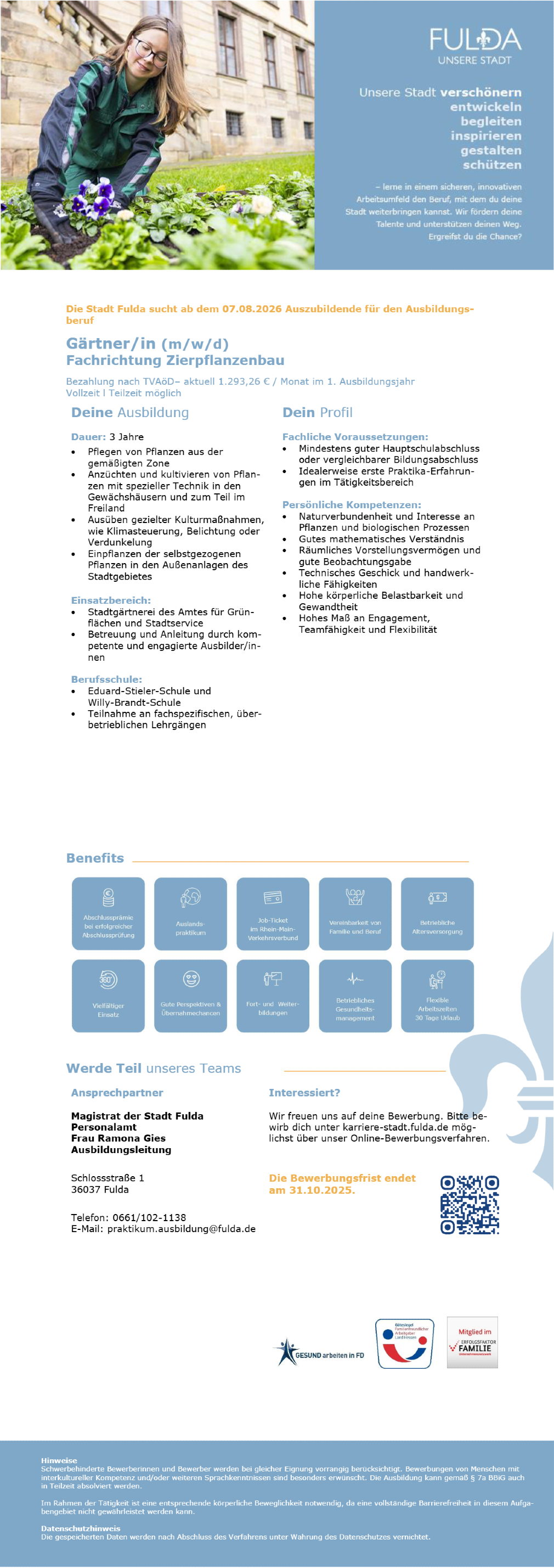 Ausbildung zum Gärtner/in (m/w/d) Fachrichtung Zierpflanzenbau