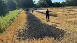 Feldbrand neben der L3206 bei Mittelkalbach - Jäger leisten solide Vorarbeit