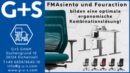 fm asiento Bürodrehstuhl und fm fouraction Tisch: Duo für Ergonomie