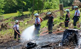 Einsatz für die Feuerwehr: Feuer drohte, auf Wald überzugreifen