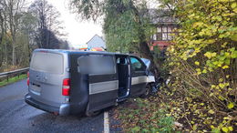 Kleintransporter gegen Baum: Großes Aufgebot an Rettungskräften im Einsatz