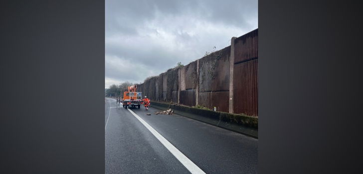 Gefahrenstelle auf der A66: Die Autobahnmeisterei und die Autobahnpolizei rückten am Dienstagmorgen, gegen 10:30 Uhr, zu einer Gefahrenstelle auf die Autobahn 66 bei Bad-Soden-Salmünster aus, da dort Teile einer Lärmschutzwand auf die Fahrbahn gefallen waren.