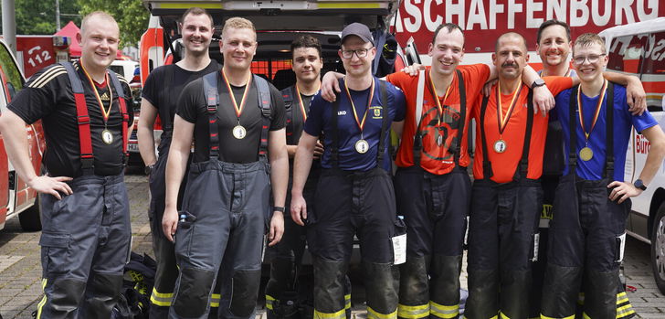 Die Jungs von der Feuerwehr Tann (Rhön) waren mit drei Teams bei SkyRun am Start