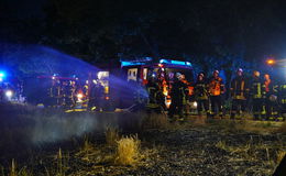 Blaulichtalarm am späten Abend: Rund 100 Quadratmeter Wald in Flammen